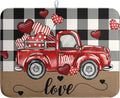 Valentines Dish Drying Mat Valentine Buffalo Plaid Hearts Kitchen Drying Pad by farg