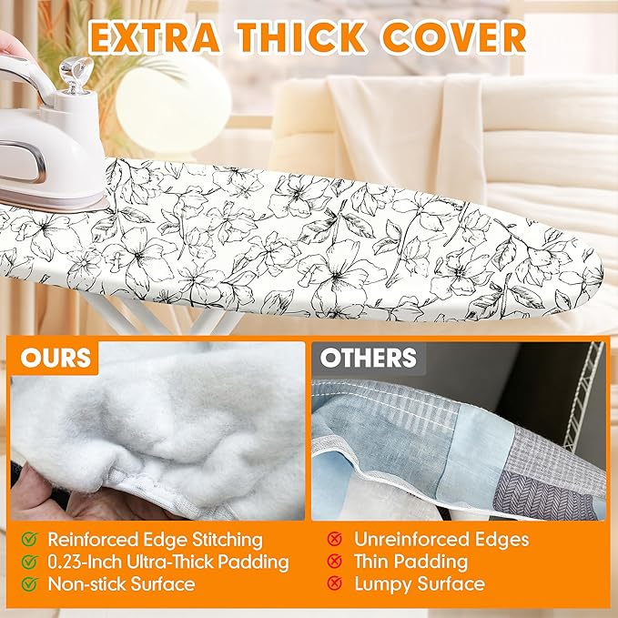Ironing Board Cover and Pad, 15x54 Standard Size Thick Iron Padding, Scorch & - Image 3