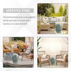 Outsunny 13" x 18" Ceramic Garden Stool with Woven Lattice Design & Glazed Strong Materials Decorative Outdoor Stool, Antique Blue - Image 5