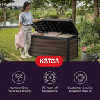 Keter Signature Collection 150 Gallon Resin Deck Box Organization and Storage for Patio Outdoor Cushions, Throw Pillows, Garden Tools and Pool Supplies, Rosewood - Image 12