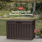 Keter Kentwood 50 Gallon Resin Deck Box for Outdoor Storage – Weather‑Resistant Balcony & Patio Box for Cushions, Throw Pillows & Garden Tools, Brown - Image 5