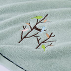 Pidada Hand Towels Set of 2 Embroidered Bird Tree Pattern 100% Cotton Absorbent - Image 6