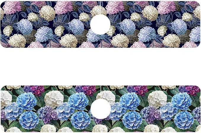 2 Pack Vintage Hydrangea Sink Faucet Absorbing Mat Colorful Hydrangeas Super by Unknown