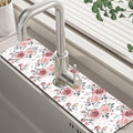 Pink Rose Floral Kitchen Sink Splash Guard Mat Absorbent Fast Drying Mat Faucet by Unknown
