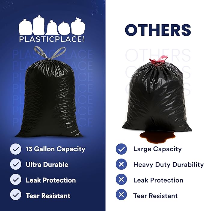 Plasticplace 32-33 Gallon Trash Bags │ 1.2 Mil │ Drawstring Garbage Can Liners - Image 4