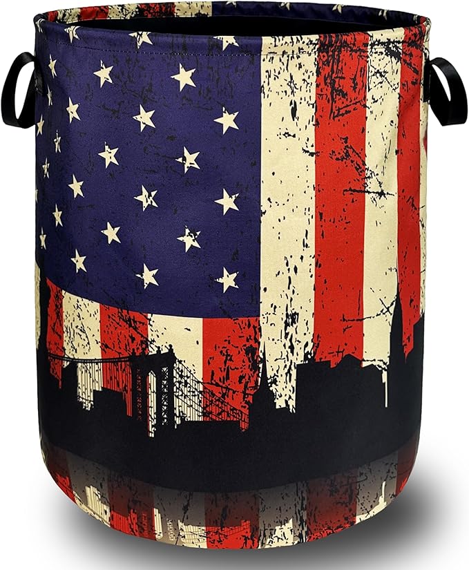 American Flag Laundry Hamper Colorful Retro Flag Laundry Basket by SELIONLIKN