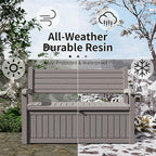 80 Gallon Outdoor Storage Bench Deck Box Waterproof Lockable,Outdoor Storage Furniture for Patio,Garden and Porch,Tools and Cushions（Grey Stripe） - Image 4