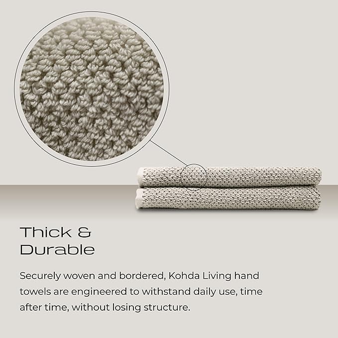 Luxury Silver-Infused Beige Guest Hand Towels 2-Pack Set, 23.6"x17.7" - Image 7