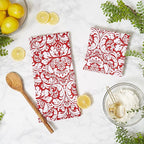 DII Cotton Dish Towel Set Damask Print, Tango Red - Image 5