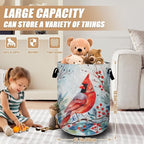 Watercolor Red Bird Laundry Basket, Foldable Winter Cardinal Laundry Hamper - Image 2
