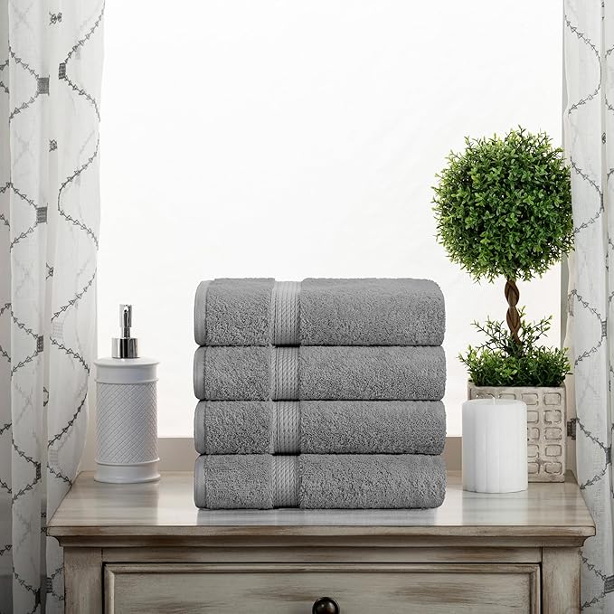 SUPERIOR Egyptian Cotton Pile Hand Towel Set of 4, Ultra Soft Luxury Towels - Image 2