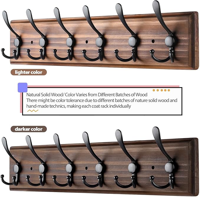 Coat Rack Wall Mount, Wooden Heavy Duty Coat Rack - Image 4