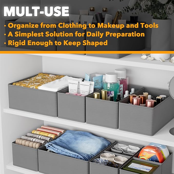 SpaceAid Drawer Organizer Clothes, 12 Pack Dresser Organizer Bins - Image 4
