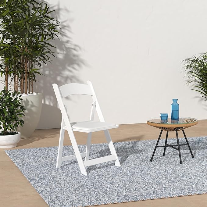SIMPLEX 12 White Folding Chairs – Resin Stackable Foldable Chairs with Padded Seats – Comfortable White Folding Chairs for Indoor/Outdoor Events – Lightweight Resin Chairs (Set of 12) - Image 2