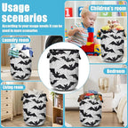 Retro Black White Bat Laundry Basket, Halloween Laundry Hamper Collapsible - Image 7