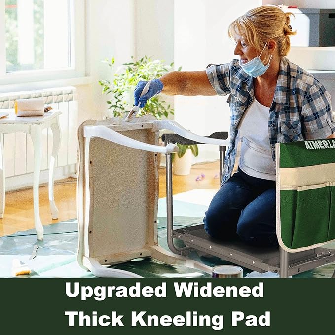 Aimerla Foldable Garden Kneeler Seat Heavy Duty [Upgraded Widened Thick Kneeling Pad] Gardening Stool with Large Tool Bags with Pockets - Portable Garden Bench Gardening Gifts for Parents - Image 5