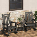 Poly Lumber Rocking Chair Outdoor Set of 2 with Side Table - HDPE High Back Porch Rocker Chairs for Adults - All Weather Resistant Furniture for Patio - Black by GarveeLife