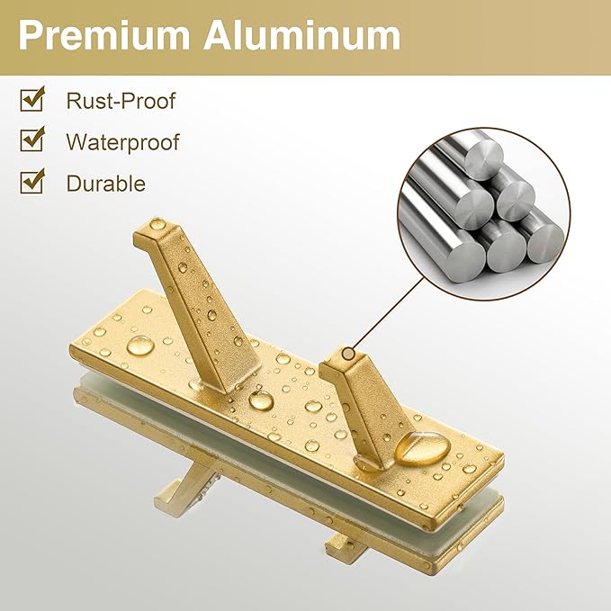 Gold Wall Hooks for Coat Towel: 13LB Adhesive Door Hanger Stick on, 4 Pack - Image 8