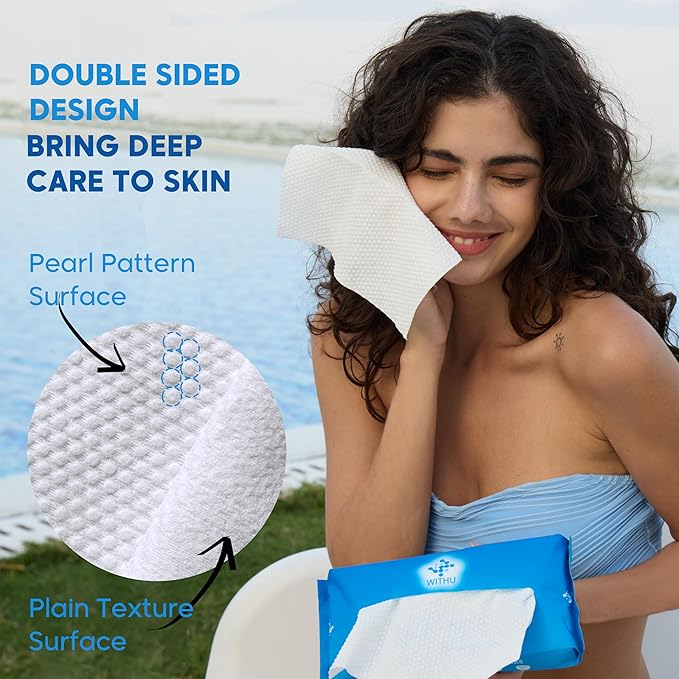 WITHU Disposable Face Towels – Ultra-Soft Biodegradable Face Cleansing Wipe - Image 5