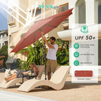 JEAREY 9FT Outdoor Patio Umbrella with Solar Lights, LED Lighted Pool Umbrella with Tilt and Crank, Outdoor Table Umbrellas for Deck, Yard & Market (Red) - Image 4