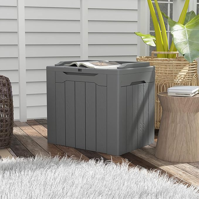 Patiowell 30 Gallon Resin Deck Box, Outdoor Storage Box for Patio Furniture, Deliveries, Pool Supplies,Waterproof and Lockable, Grey - Image 7