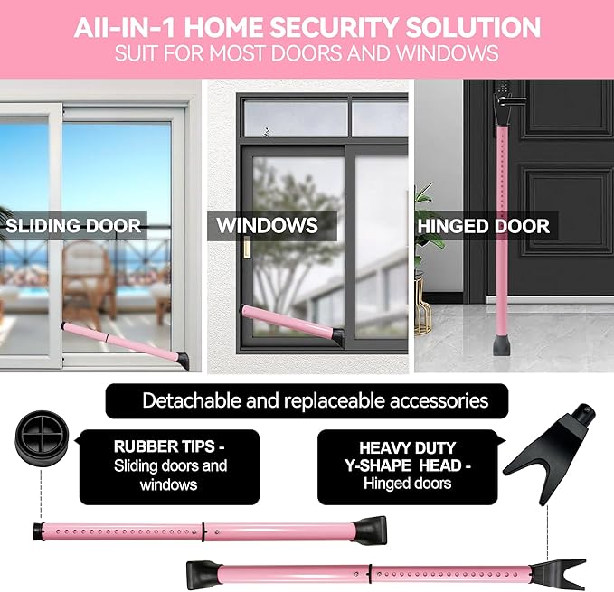 AceMining Upgraded Door Security Bar & Sliding Patio Bar, Heavy Duty Stoppers - Image 2