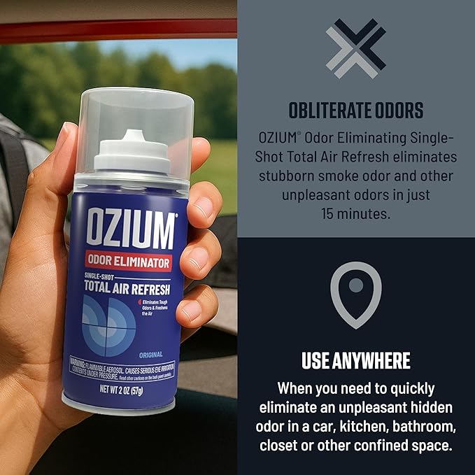 OZIUM Air Freshener Odor Eliminator, 2oz Single Shot Total Air Refresh & Car - Image 3