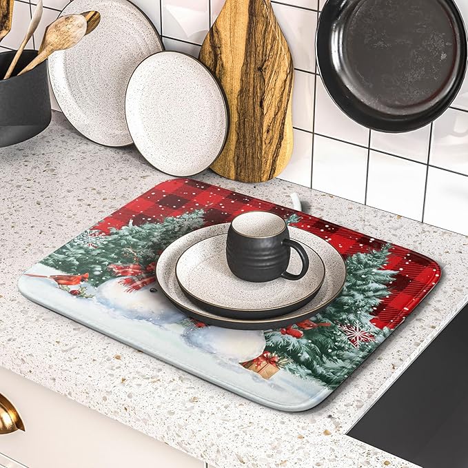 Christmas Snowman Dish Drying Mat - Image 5
