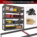 REIBII 40" W Garage Shelving 2500LBS Storage Shelves 72" H Metal Shelving 5 Tier Metal Shelves Adjustable Pantry Shelf for Garage Closet Kitchen Basement 40" W x 19.7''D x 72''H - Image 7