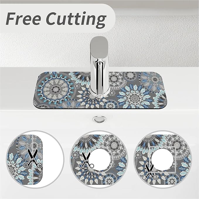 Kitchen Sink Splash Guard，Bohemian flowers Faucet Mat Sink Gadgets-Super - Image 5