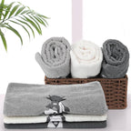 3 Pcs Highland Cow Hand Towels Bathroom Decor Highland Cow White and Gray - Image 6