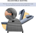 Outdoor Recliners Chair Set of 2 for Patio with Wicker Coffee Table, Comfort Cushion, Adjustable Angle Weatherproof Reclining Chairs for Courtyard, Swimming Pool, Balcony (Grey) - Image 2