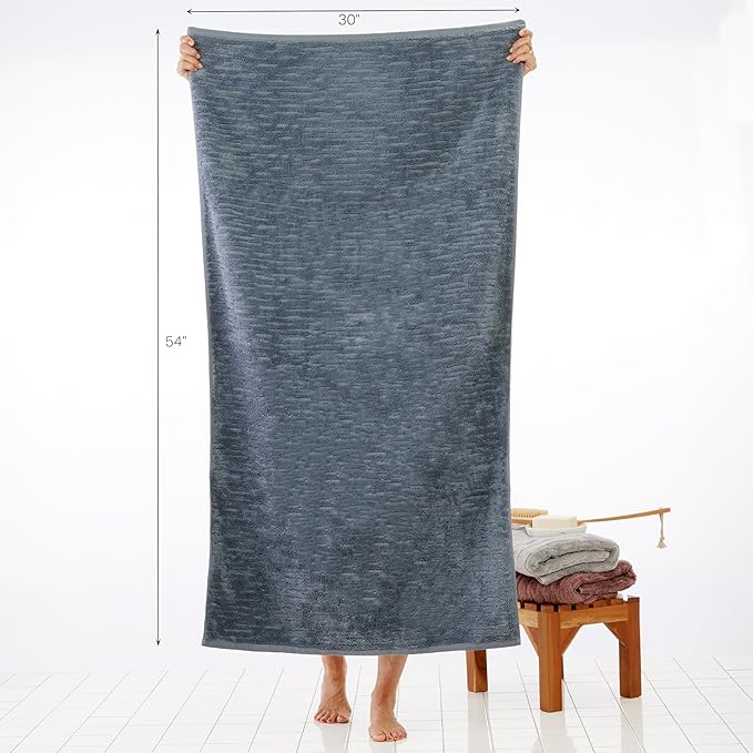 SKL Home CloudSoft Cotton Luxury 4 Pc Bath Towel Set, Smoke Blue - Image 5