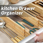 Bamboo Drawer Organizers 4 Pack, 17-22" Adjustable Spring Loaded Dividers - Image 5
