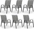 Patio Dining Chairs Set of 8, Outdoor High Stacking Chairs，Breathable Seat Fabric and Alloy Steel Frame for Backyard, Porch, Garden, Sunroom (Light Grey) by VonzoyHome