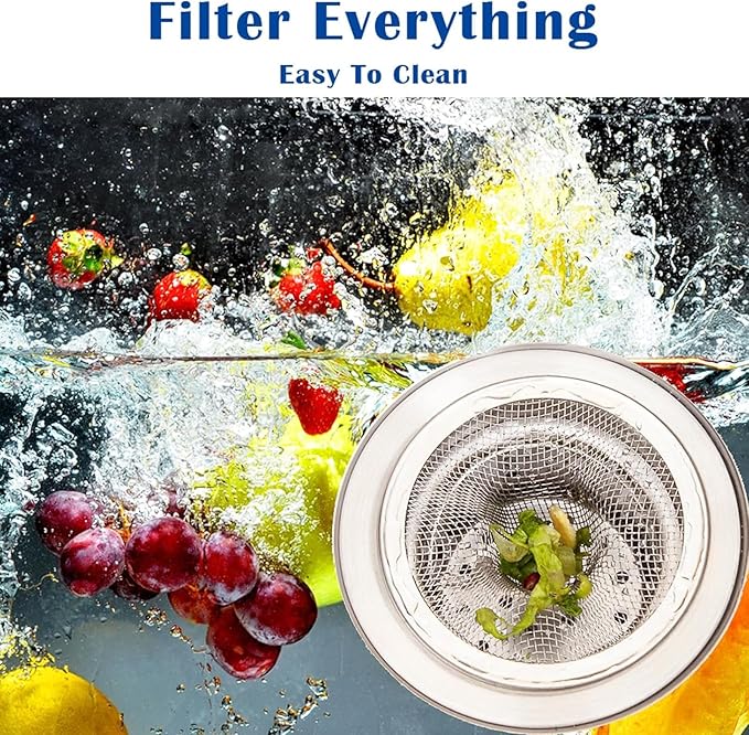 6 pcs Heavy Duty Stainless Steel Slop Basket Filter Trap, 2.75" Top / 1" Mesh - Image 6
