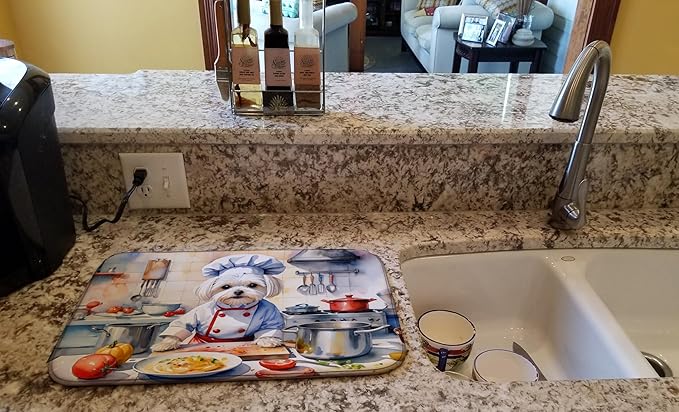 Caroline's Treasures DAC6283DDM Maltese The Chef Dish Drying Mat Absorbent Dish - Image 2