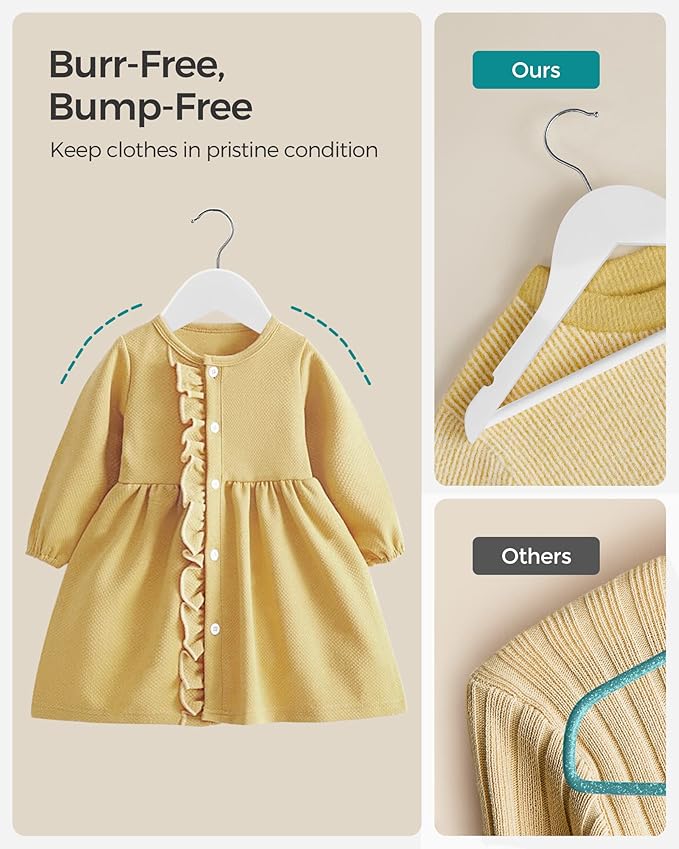 SONGMICS Kids Wooden Hangers 20 Pack, Solid Wood Baby Hangers, Children's Coat - Image 3