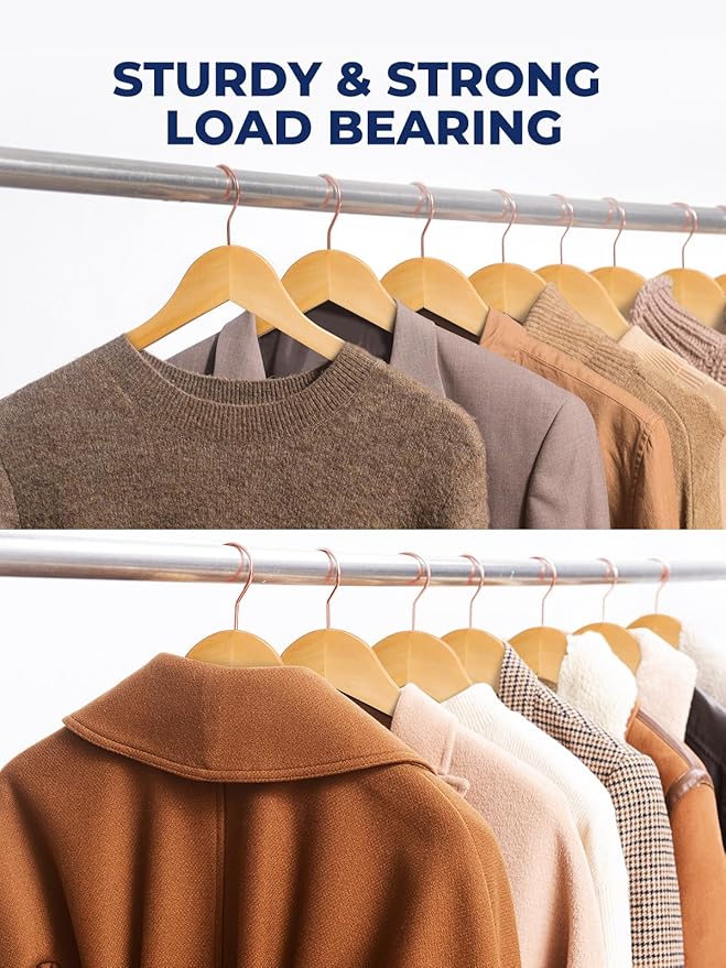 Smartor Wooden Hangers 10 Pack, Solid Wood Coat Hanger - Image 6