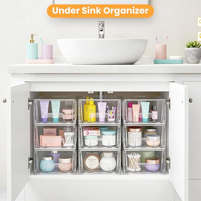 2 Pack Stackable Storage Drawers, Plastic Organizers Bins, Drawers Storage - Image 6