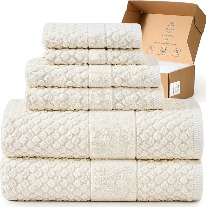 Simple&Opulence 6 Piece Luxury Towel Set, 100% Cotton Bathroom Towels by SimpleOpulence