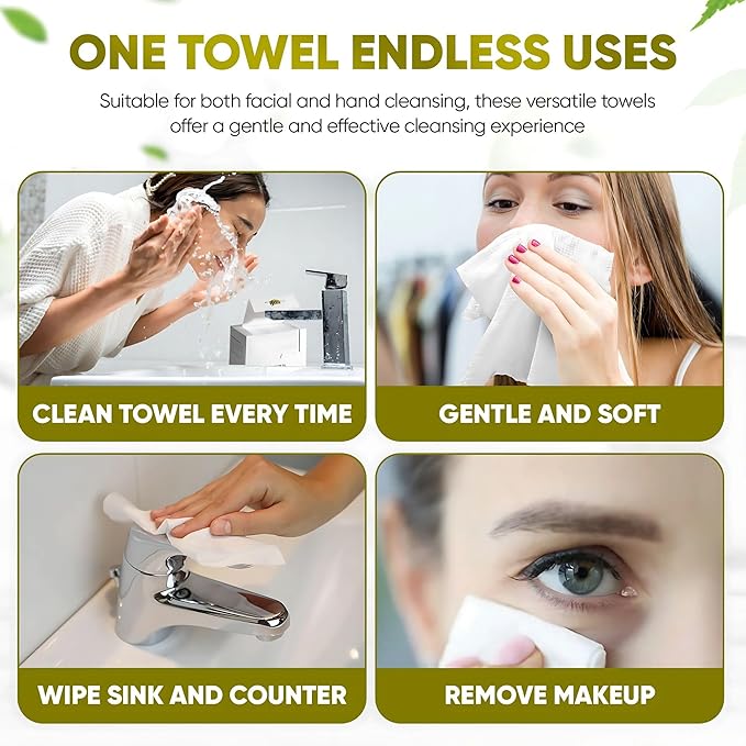 Disposable Face Towels – 50 XL 10” x 12” Biodegradable Dry Wipes - Image 4