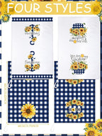 Bencailor 4 Pcs Sunflower Kitchen Towels Blue and White Floral Hand Dish Towels - Image 3