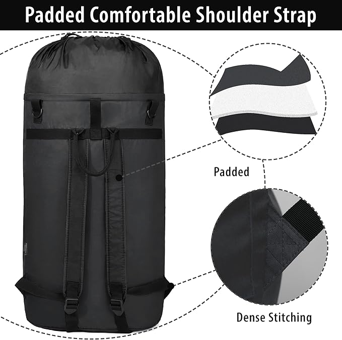 BeeGreen Black-Laundry-Bag-Backpack-Extra-Large-Heavy-Duty, 125L Portable - Image 3