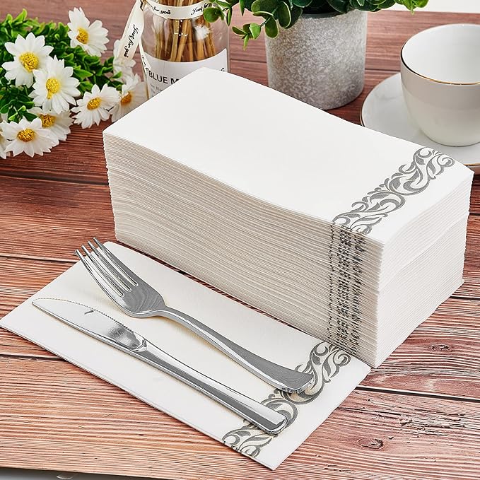 200 Pack Guest Towels Disposable Bathroom, Soft and Linen Feel Disposable Hand - Image 2