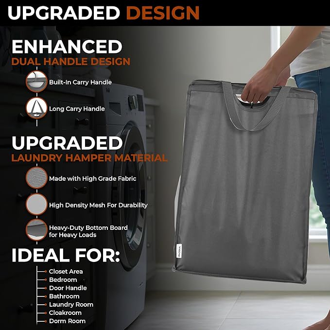 ALCOVA 2 Pack Hanging Laundry Hamper, Space-Saving Mesh Hanging Laundry Bag - Image 3