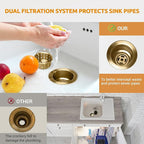 BOTEMY 3-1/2'' Kitchen Sink Drain Assembly Kit, Brass-Finish Sink Drain Strainer - Image 3