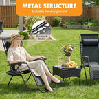NEWBULIG Zero Gravity Chair Set of 2, Lounge Chair Folding Portable Adjustable Camping Reclining Chairs with Adjustable Pollow, Mesh Back, Cup Holder Trays Lawn Patio Chair for Pool Beach - Black - Image 6