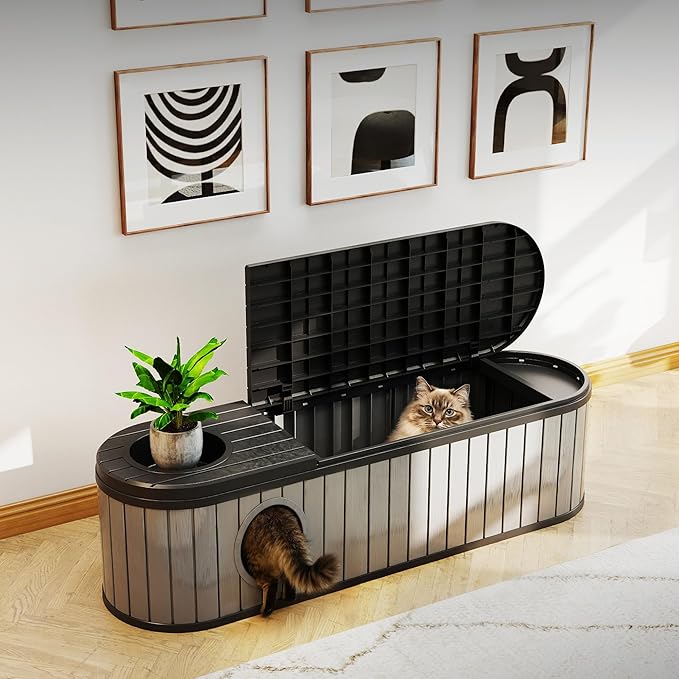 DRATO Outdoor Storage Box, Resin Deck Storage Box Waterproof Patio Storage Box for Indoor & Outdoor Use - Image 2