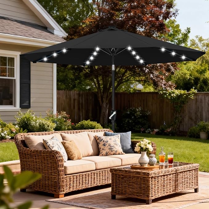ABCCANOPY 10FT Durable Solar Led Patio Umbrellas with 32LED Lights (Jet Black) - Image 8